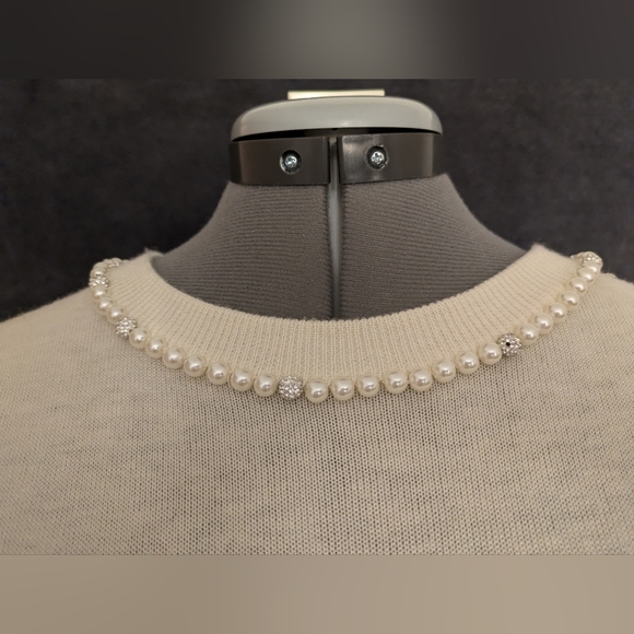 Kate Spade New York Women's Ivory Pearl Pave Sweater Sz M - Picture 3 of 7